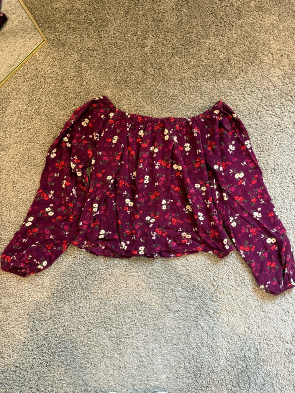 Hollister Plum Floral Off-Shoulder Blouse